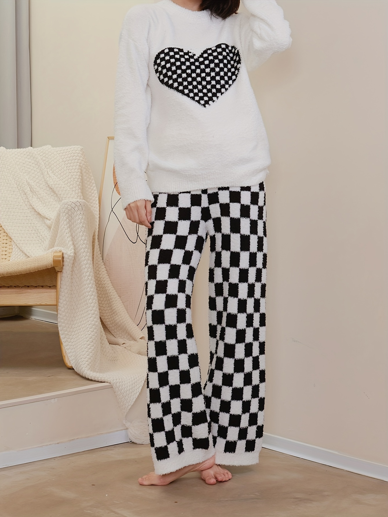 Women Plaid Pajama Pants Fuzzy Pack Long Thermal Lined - Temu