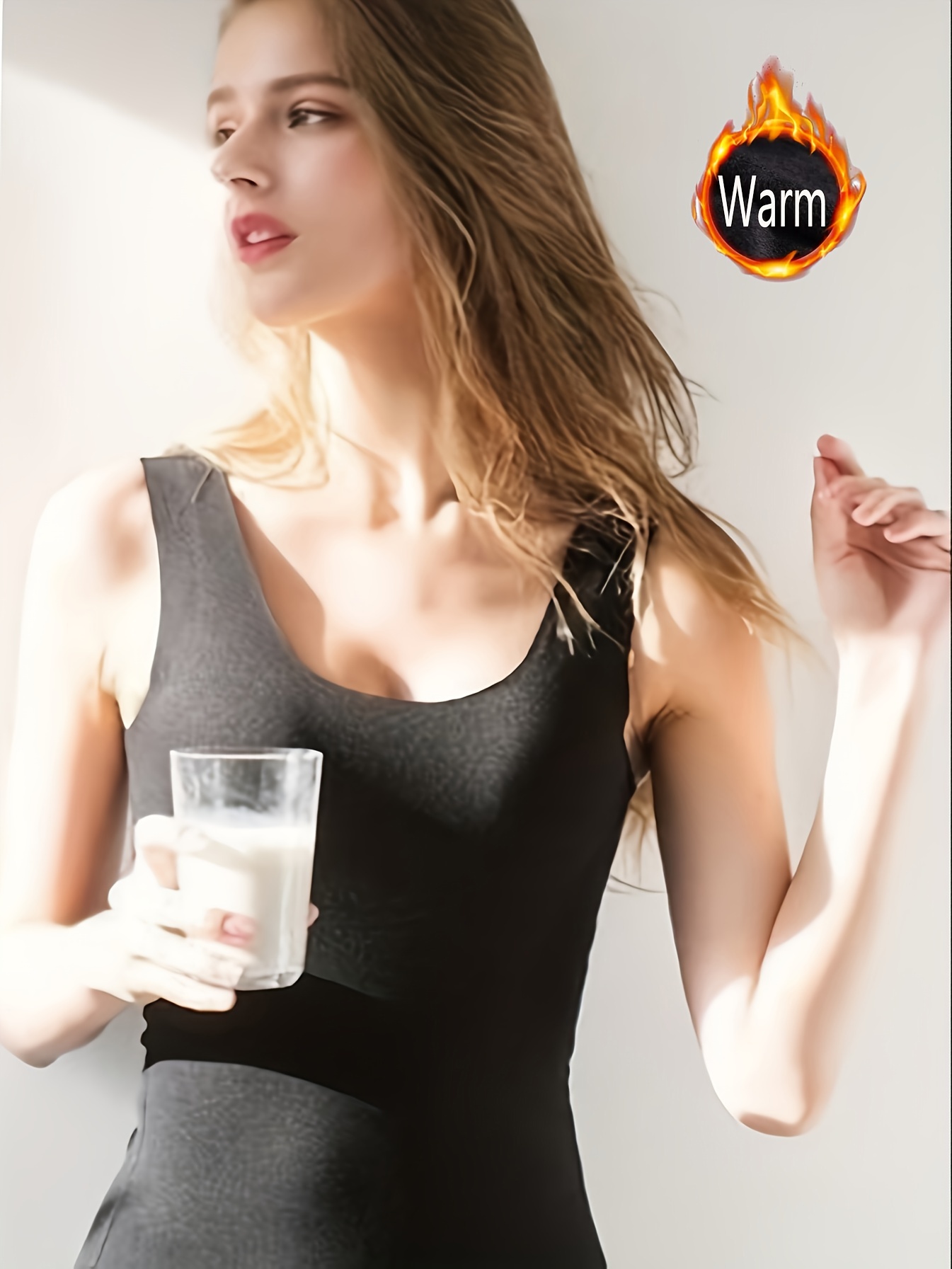 Thermal V neck Tank Top Built in Bra Sleeveless Warm - Temu