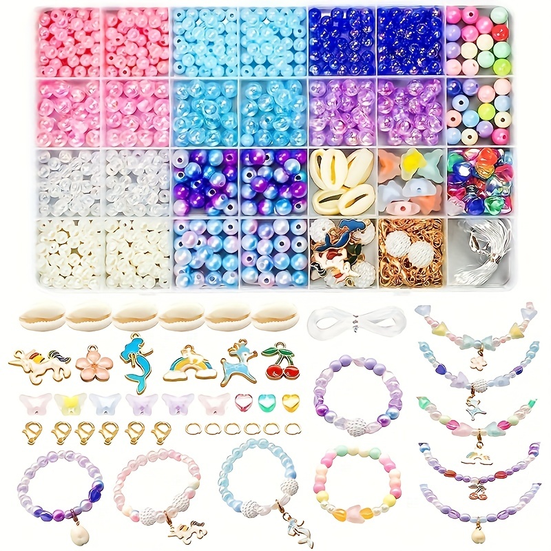 Bead For Jewelry Making Kit Kids Unicorn Diy Bead Bracelets - Temu