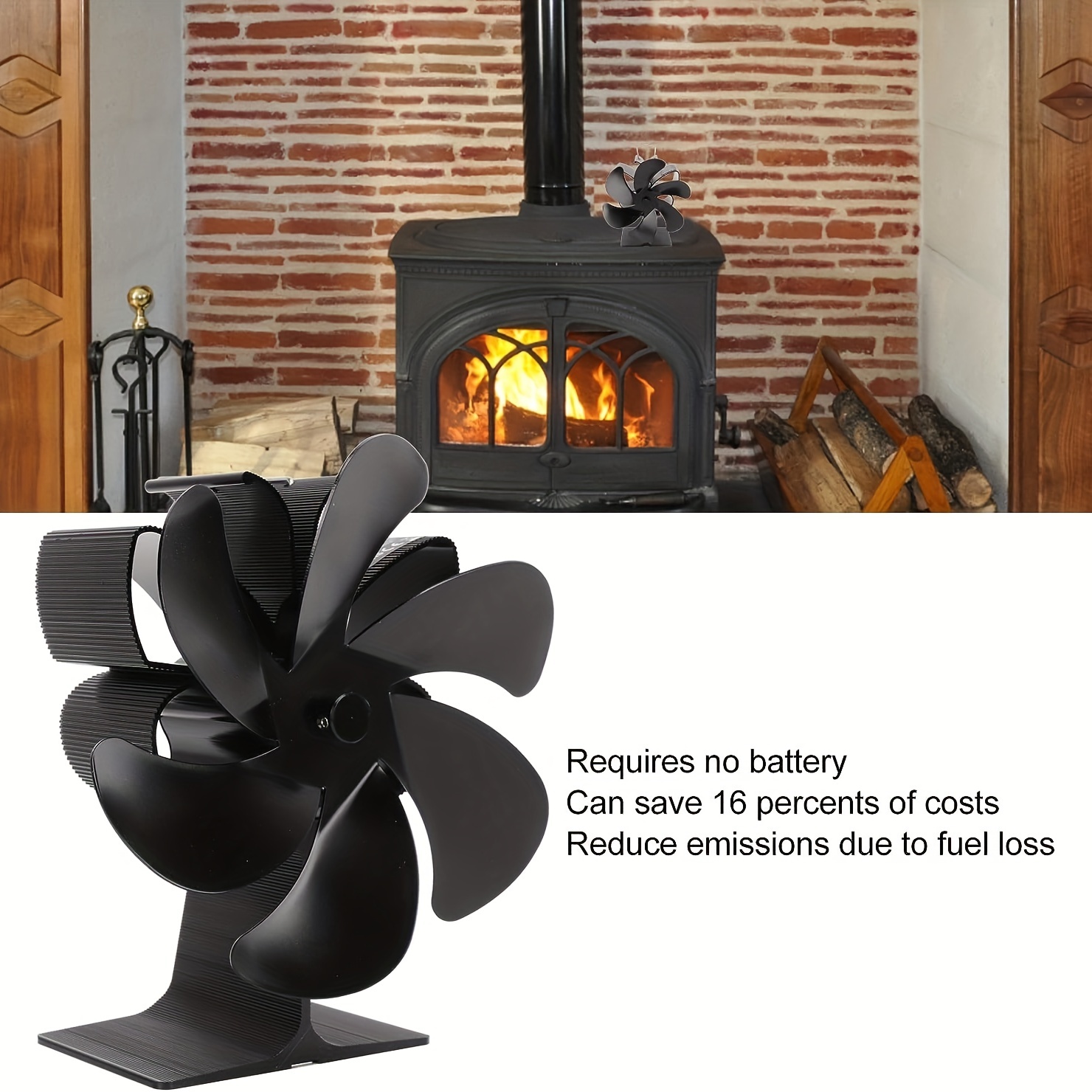 Wood Stove Fan Non Electric Wood Stove Accessories Fireplace Blower Fan 8  Leaves Pellet Stove Fan Heater Heat Power Stove Fan - AliExpress