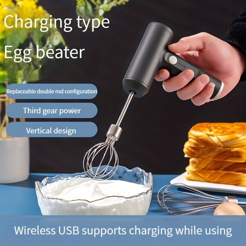 New Wireless Electric Dual-head Dual Wand Usb Electric Egg Beater For Home  Use, Mini Electric Cream Auto Whisk, Cake/baking Handheld Charging High  Power Quick Mixing Kitchen Mixer Machine