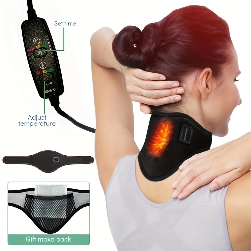 With Gift Box) Electric Cervical Massage Shawl Wireless Rechargeable  Portable Heated Kneading Neck Massager For Pain