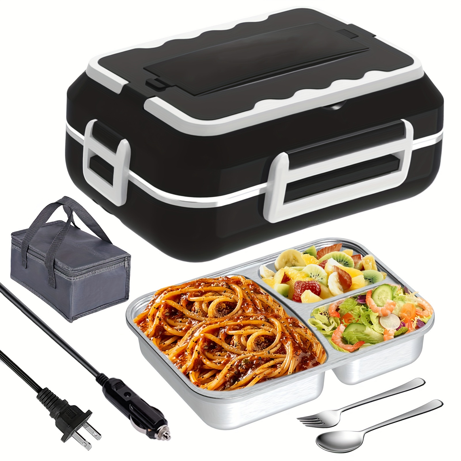 Electric Lunch Box, Food Heater, 60W High-Power Food Warmer, 12V 24V 110V 3  In1 Portable Microwave for Car and Home, with Detachable 304 Stainless  Steel Contai - China 60W Electric Lunch Box