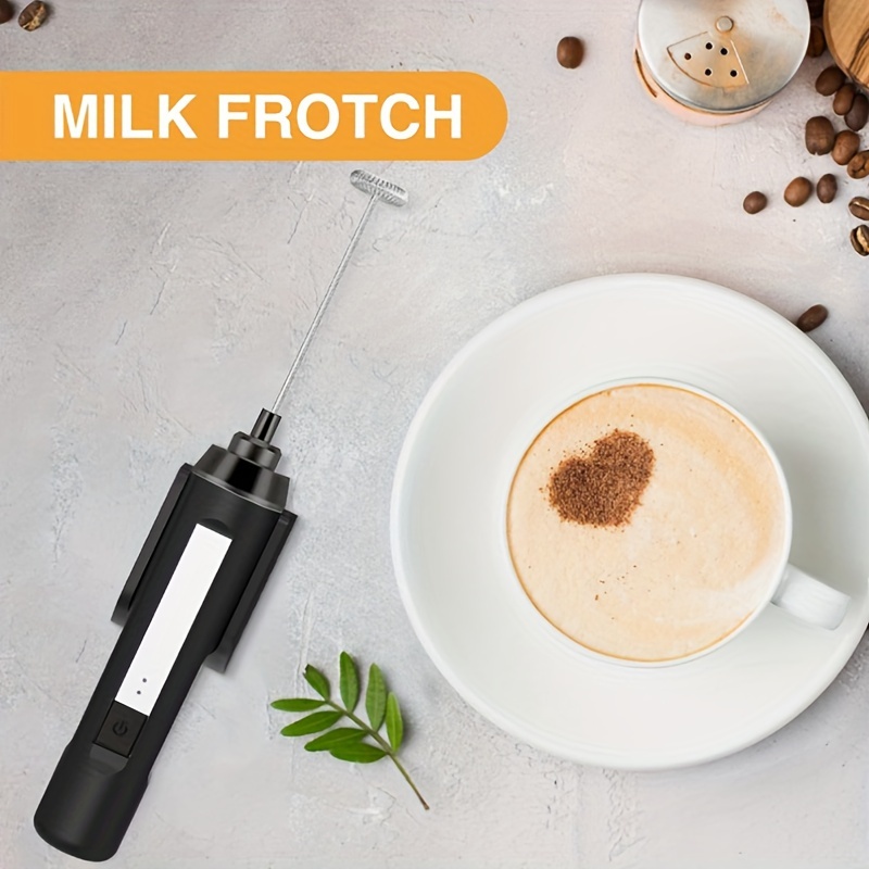 Batidor de espuma de leche de mano, fabricante de espuma eléctrica  recargable por USB para café, minimezclador de bebida de espuma de leche de  3 velocidades con 2 batidores Ormromra Artículos para