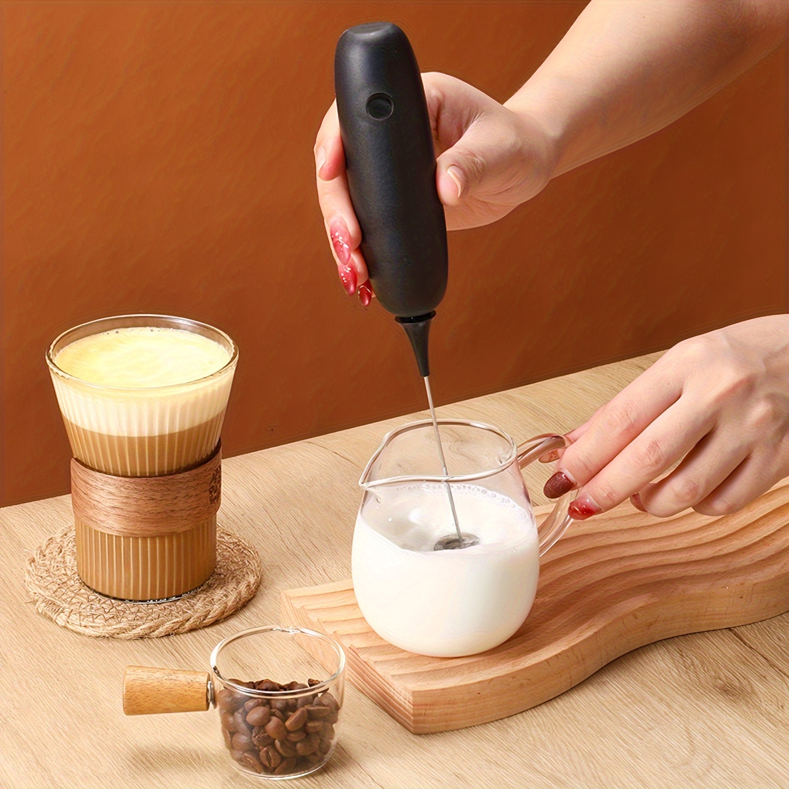 Mini Electric Milk Frother Fancy Cold and Hot Coffee Milk Beater Heated Milk  Home Appliances for Kitchen Office Travel 220V