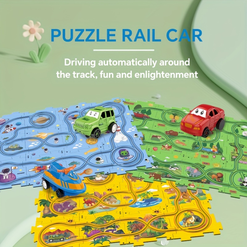 New Rail Car Puzzle Game Set Cute Car And Floor Puzzle - Temu