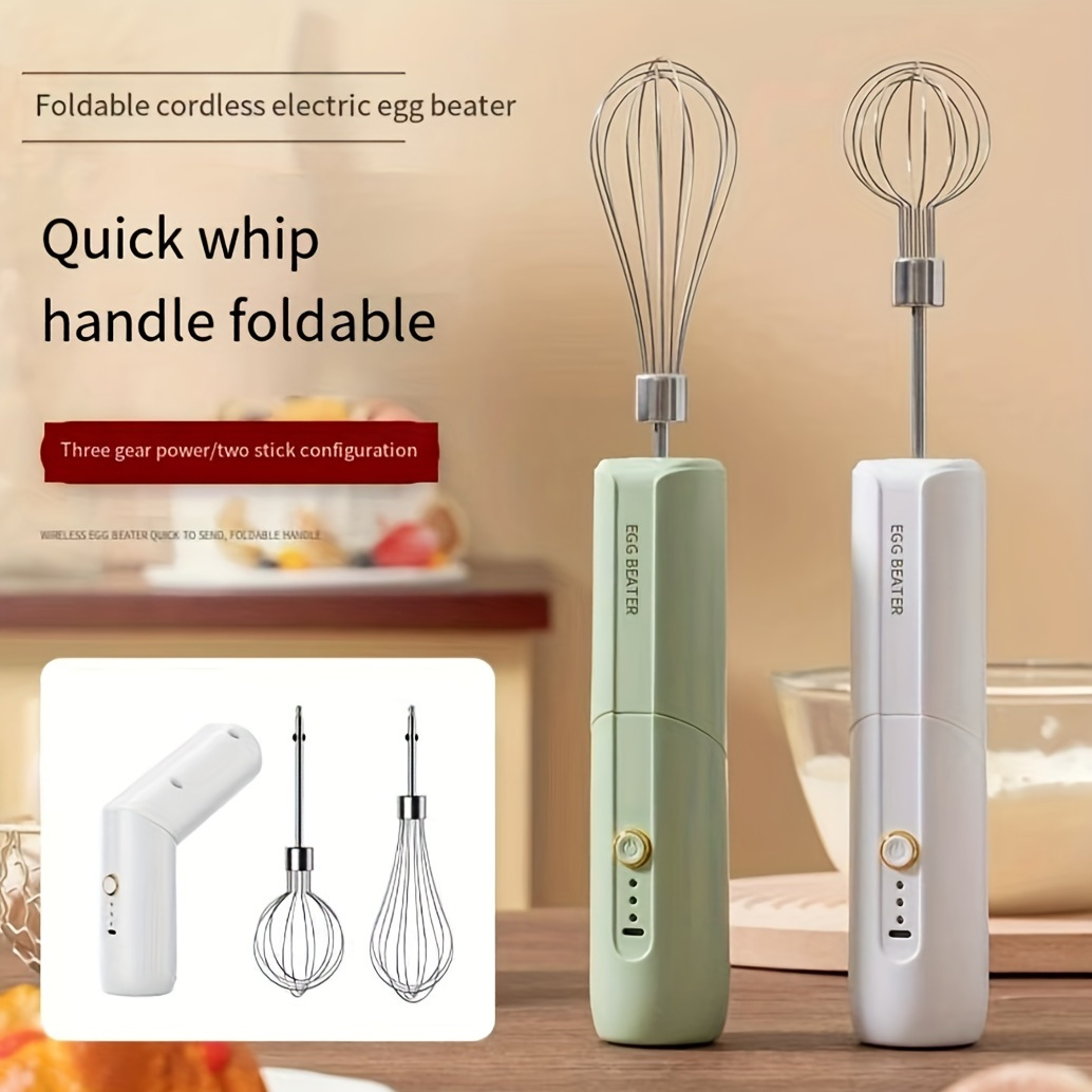 High-power 1500mah Double Whisk Electric Egg Beater, Suitable For Mixing  Noodles, Eggs, Milkshakes (white) - Temu