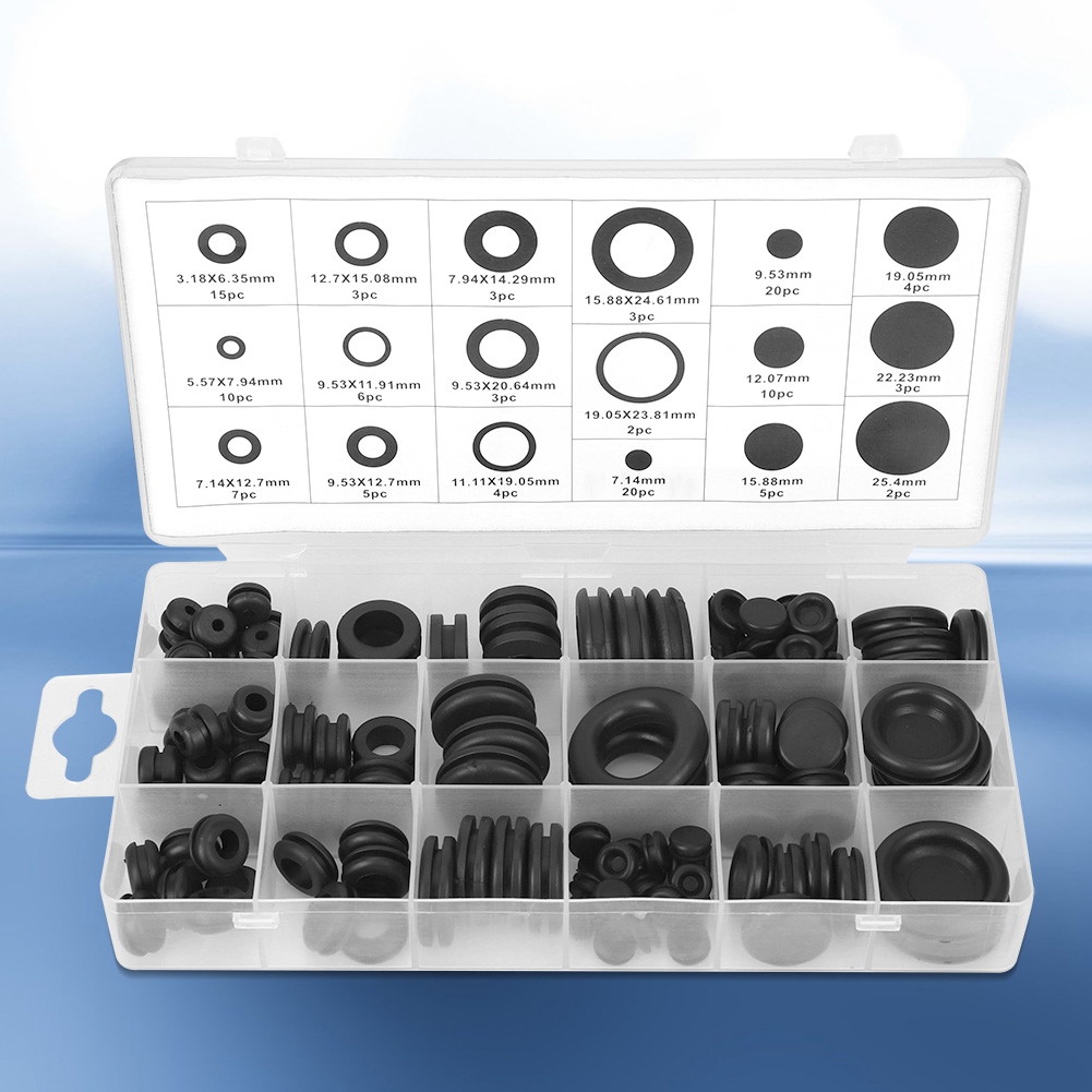 260 Pcs Rubber Grommets Assortment Kit, 7 Sizes Rubber Wire Hole