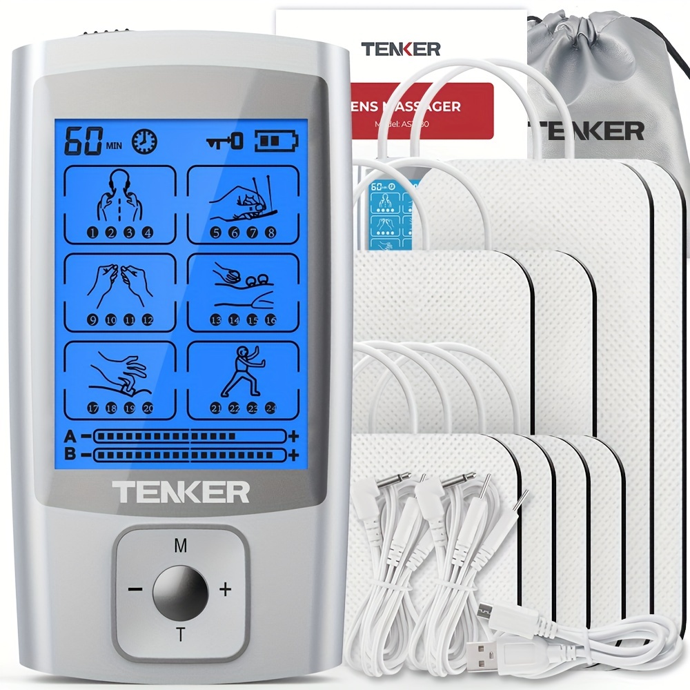 AUVON Dual Channel TENS Unit Muscle Stimulator Machine with 20 Modes, 2  and 2x4 TENS Unit Electrode Pads