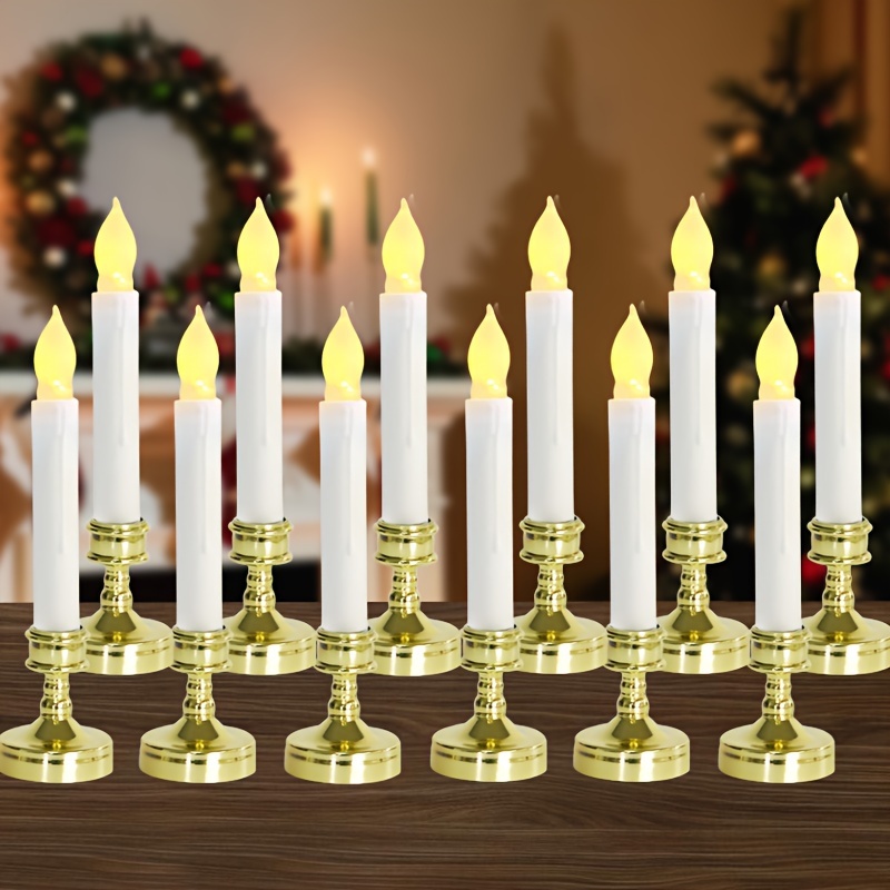 Velas blancas sin llama de Navidad con Papá Noel, muñeco de nieve, velas de  Pilar LED operadas por batería para decoraciones de regalos de festivales -  AliExpress