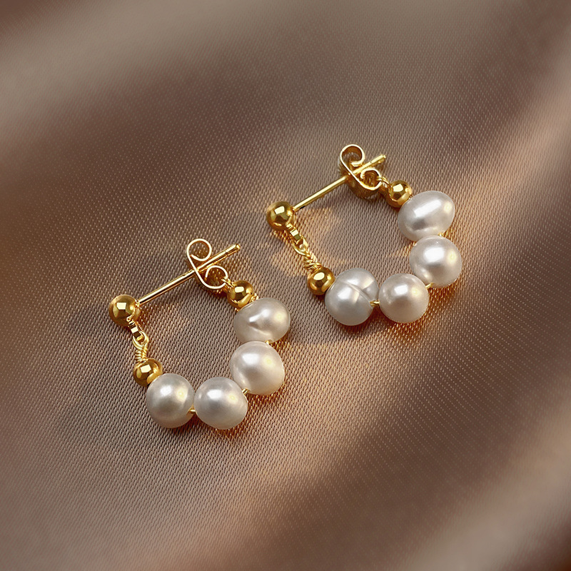 Faux Pearl Plastic Stud Earrings For Sensitive Ears White - Temu