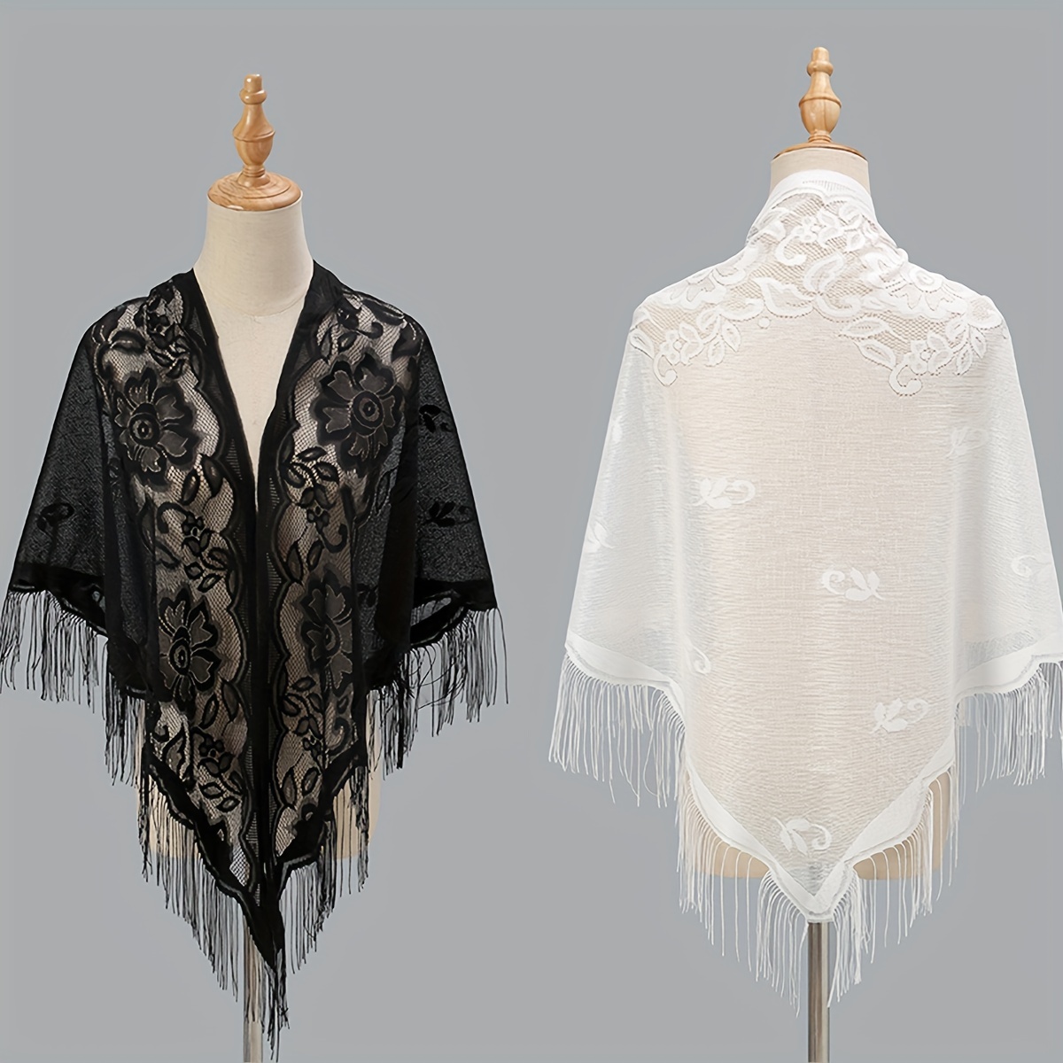 Tassel Long Jacquard Women Scarf Hollow Lace Shawl Wedding Party Shawls,White  