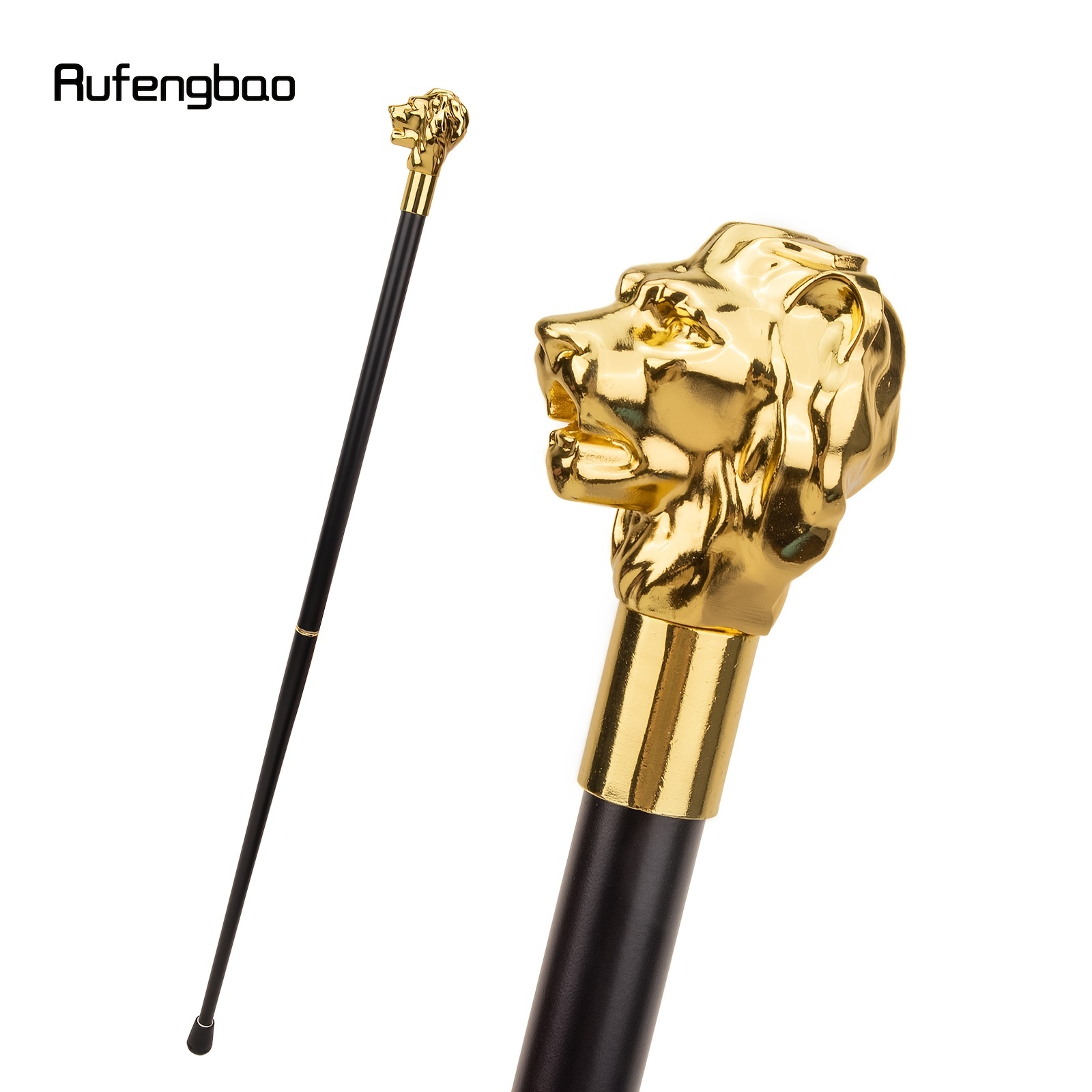 Golden Black Wolf Head Biting Walking Cane Trendy Decorative - Temu