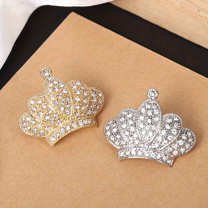 Hot Sparking Rhinestone Inlaid Crown Brooches For Women - Temu