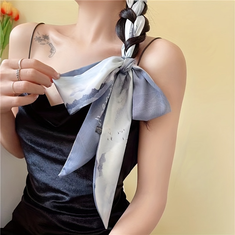 1 Piece Twilly Scarf for Bag 2022 New Korean Plants and Flowers Ladies  Ribbon Twill Scarf Tie Bag Handle