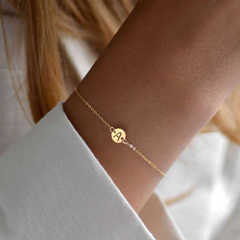 1 pièce Bracelet À Chaîne simple Et Polyvalent 26 Cœur Lettre Cadeaux À  boyfriend, Mode en ligne