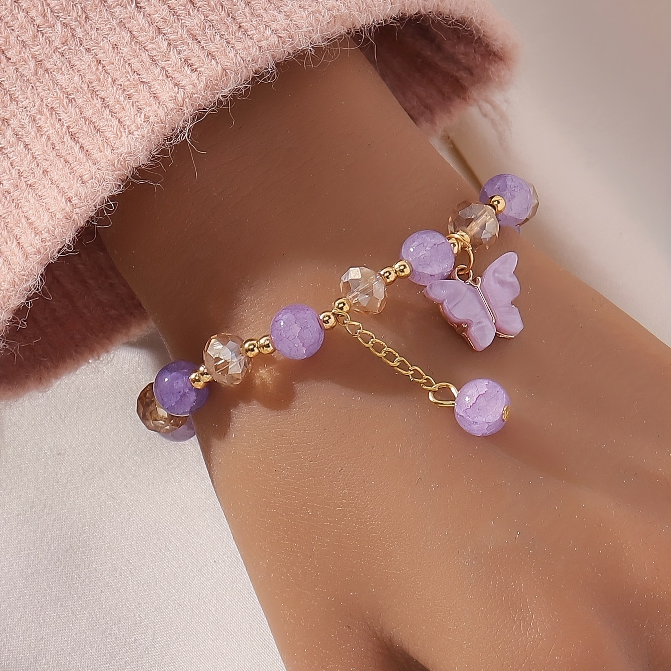 Amethyst Beads Bracelet Luxury NICHE Exquisite Hand String Purple Beads Bracelet Girlfriend Gift,Bracelet for Women,Temu