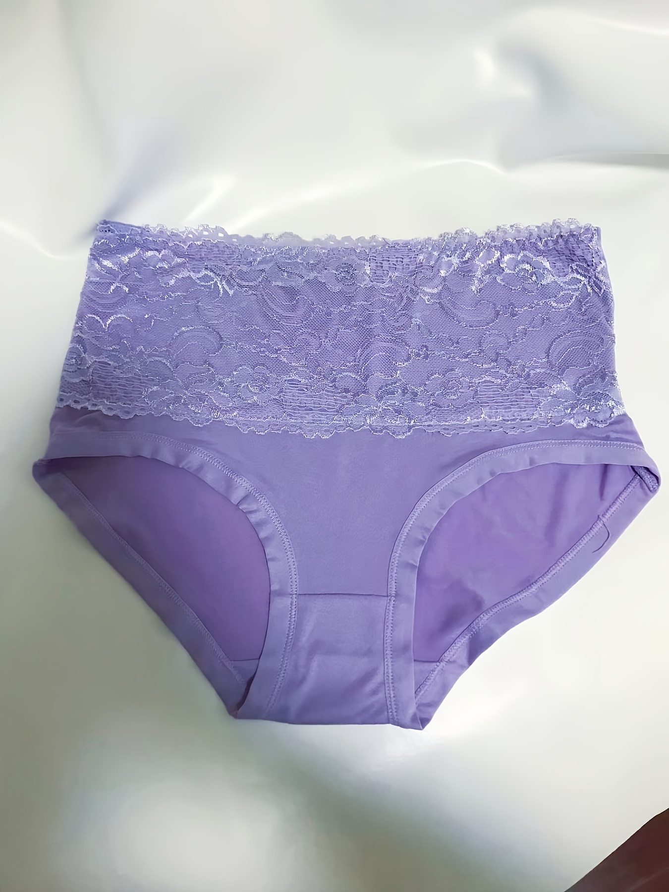 1 Pc Sexy Panties, Hollow Out Lace High Waisted Plain Bow Decor Soft &  Comfy Intimates Briefs, Women's Lingerie & Underwear