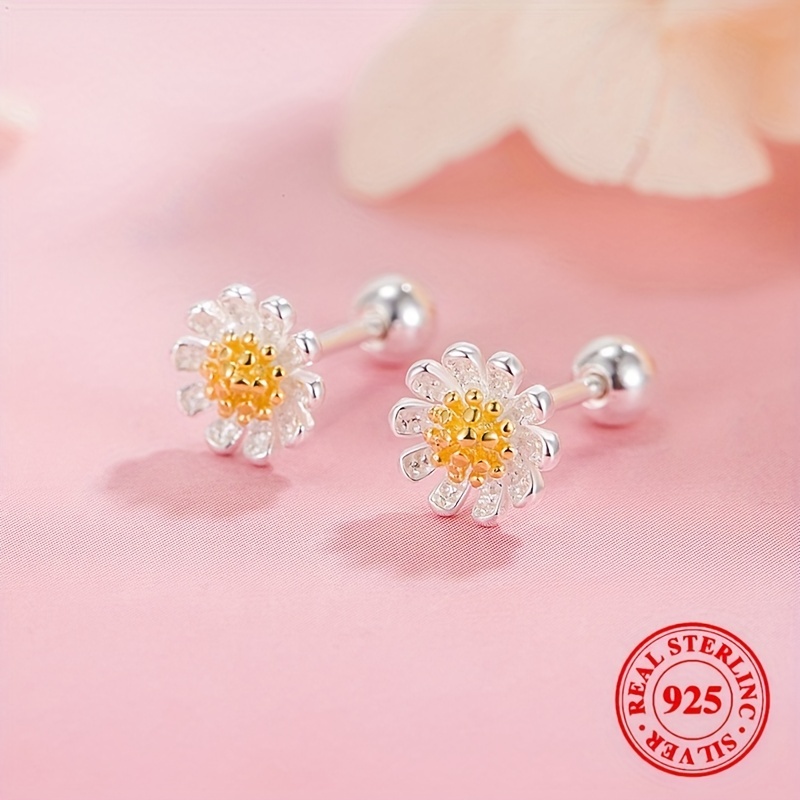 Handmade Cute Delicate Flower Daisy Pattern Pink Pale Colors Polymer Clay  Earring Dangle Sets Women Jewelry