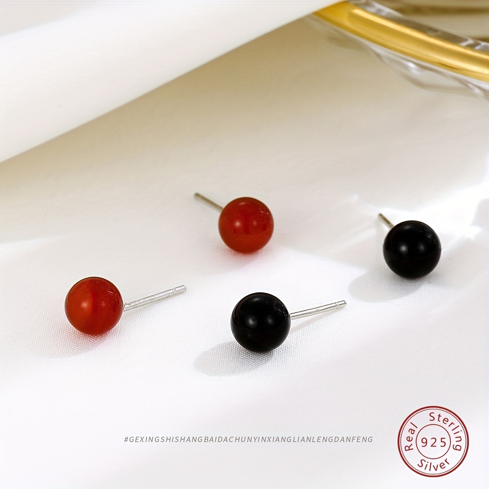 Red Double sided Spherical Flocked Balls Earrings One Big - Temu