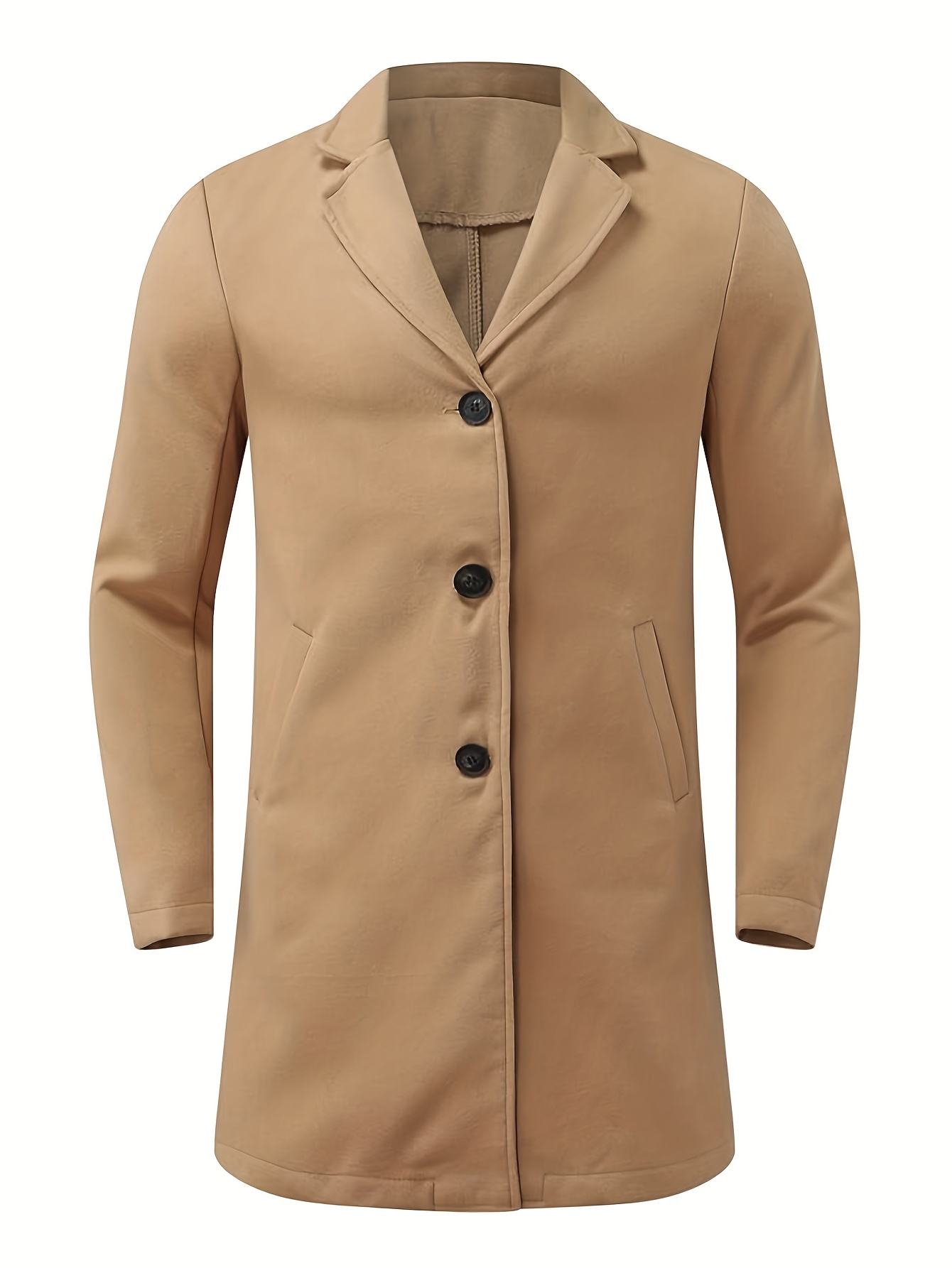 Elegant Retro Trench Coat, Men's Semi-formal Single Breasted Lapel Overcoat  For Fall Winter Business - Temu