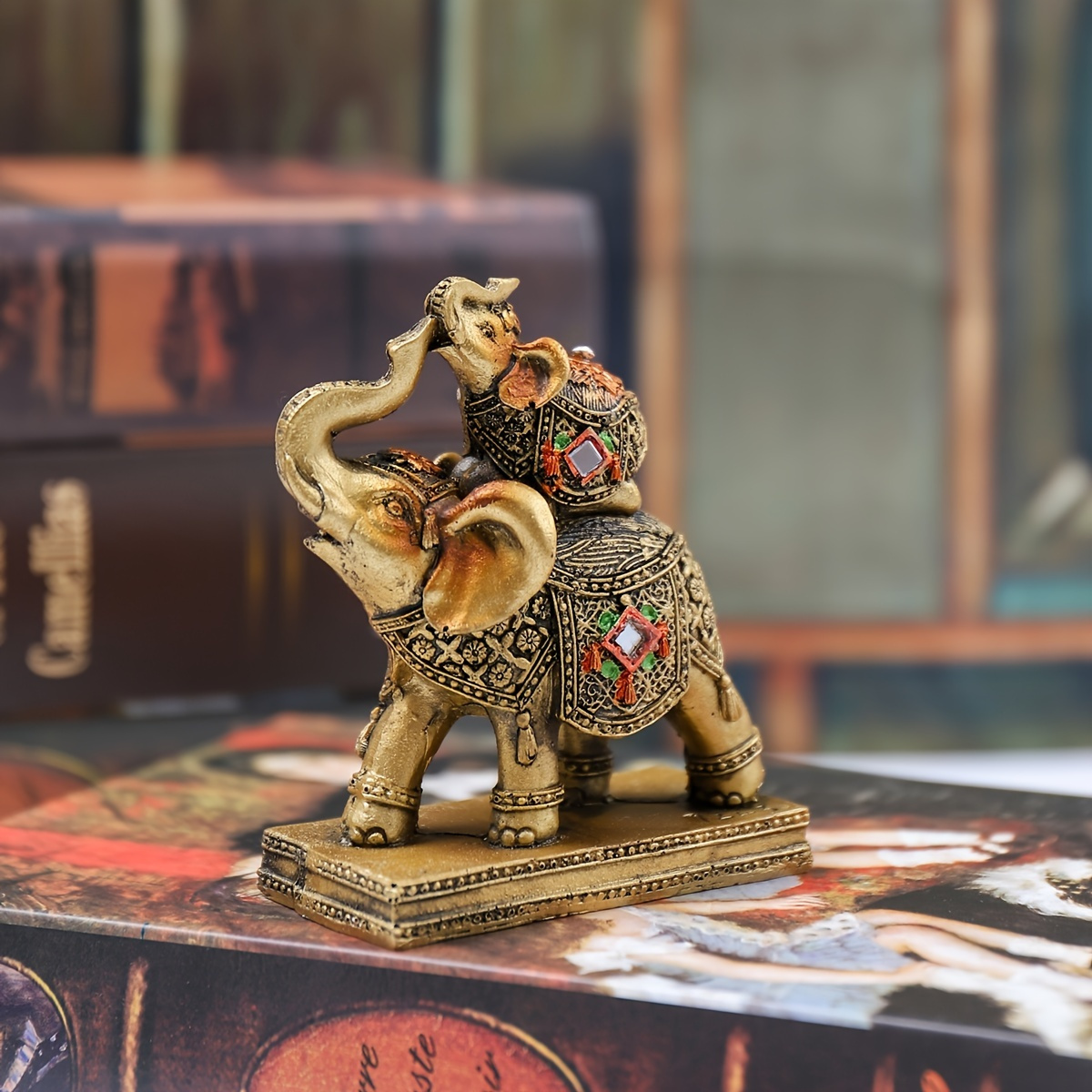 SANTA CASA Decoración de Elefante Dorado, Colección de Figuras de Elefante,  Elefante Dorado S 313100863872