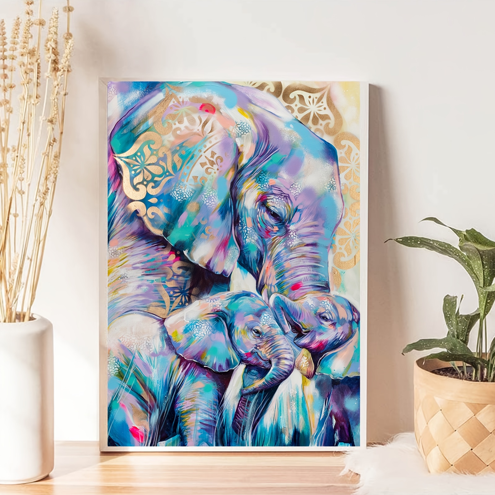 5D Diamond Art Painting Sunrise,Elephant,Animal,Large Size Diamond