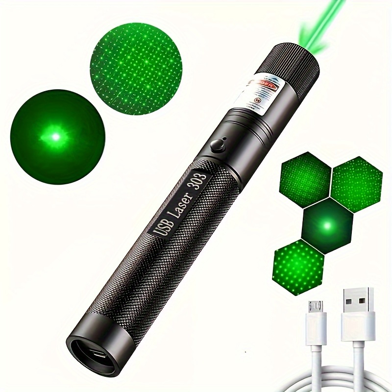 Puntero láser verde de alta potencia, puntero láser verde fuerte de largo  alcance, puntero láser recargable por USB, para presentaciones, enseñanza