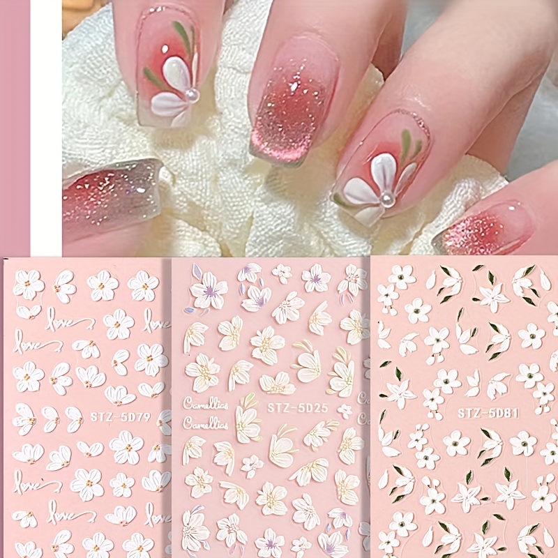 Charm Nail sticker, (flat & 3D Self-AdhesiveNail Decals Leaf Nail Art