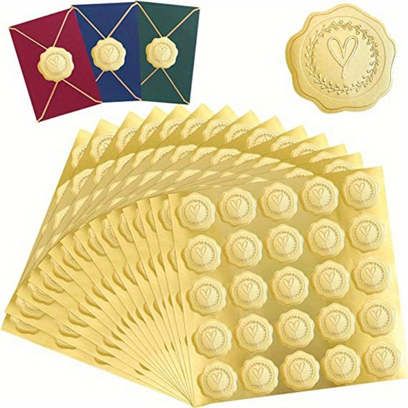  100 Pieces Embossed Gold Foil Certificate Seals Gold Foil Seals  Embossed Gold Stickers Gold Foil Envelope Stickers for Wedding Invitations  Certificates Envelopes Students, Flower Pattern : Office Products