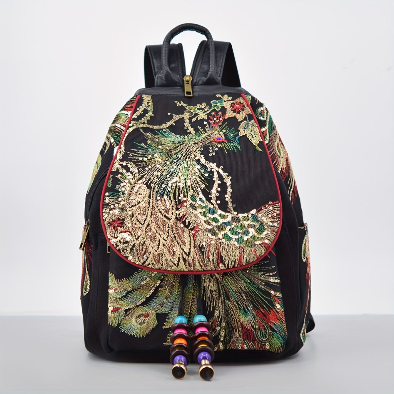 Women Floral Printed Backpack Casual Drawstring Folding Rucksack