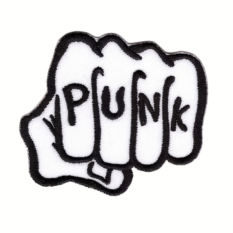 Black Red Punk Embroidered Patches Rock Anime Patches on Clothes