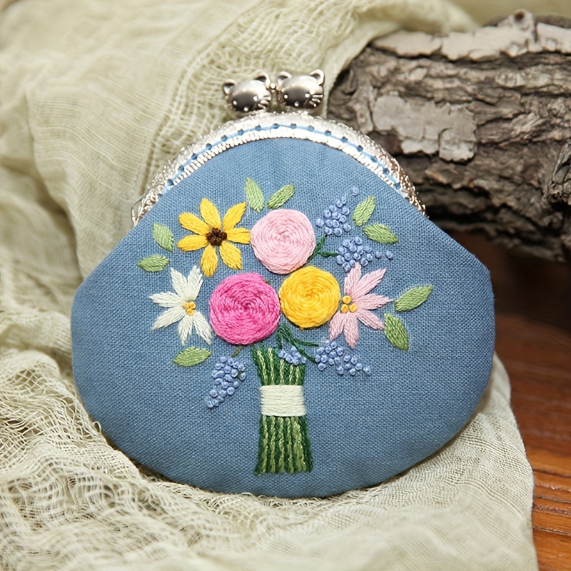 Embroidered Golden Bag Diy Material Bag Handmade Customized - Temu