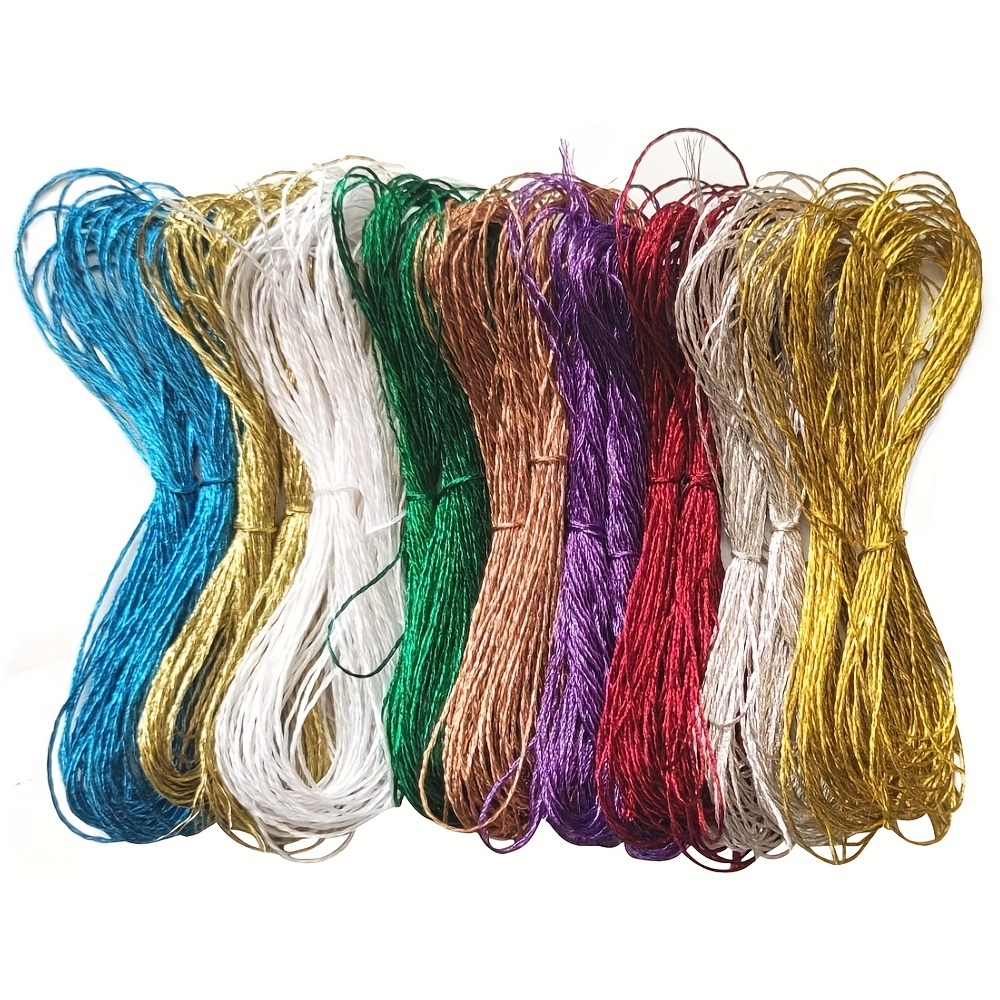 9 Pieces Metallic Embroidery Skein Threads Multi-Color Embroidery