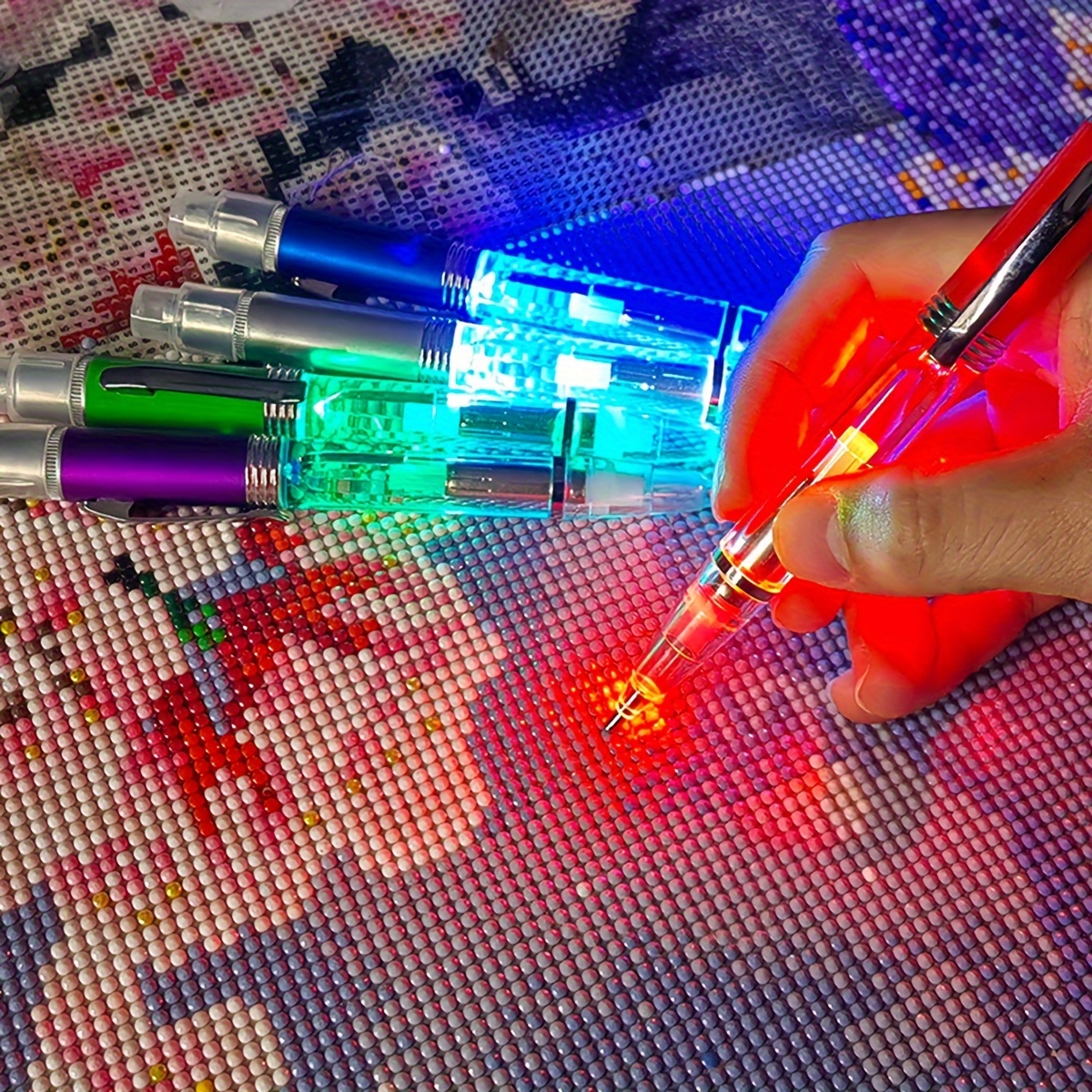 1pc LED Diamond Painting Drill Pen, 5D Diamond Painting Lighted Pen with 5  Sizes Pen Heads for Cross Stich Nail Art