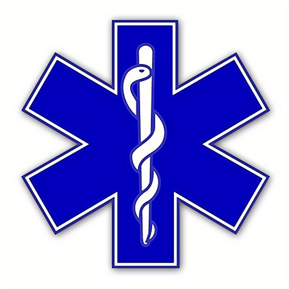 PVC Morale Patch - EMS - Medical Responder 3 Star of Life - Single Snake -  Blue/White/Silver