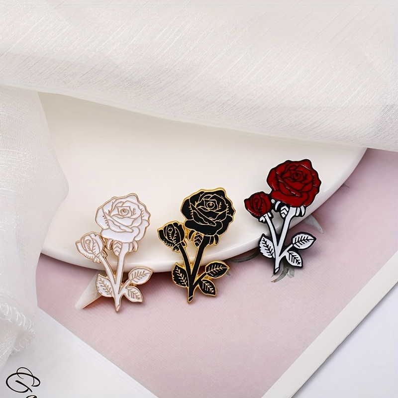 YAMEGA Red Rose Tulip Flower Brooches Pins For Women Cute Scarf