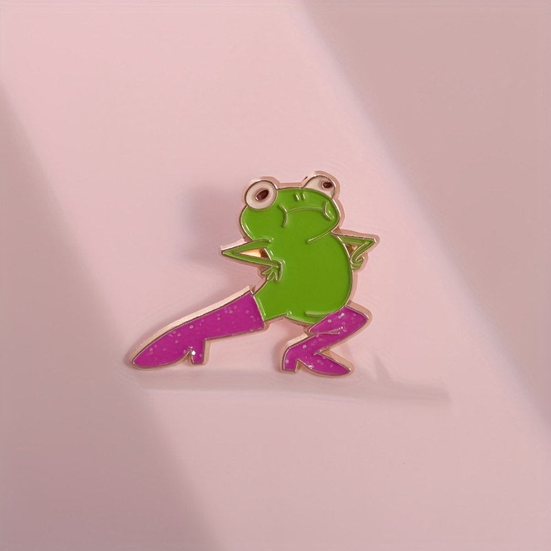 Cute Funny Frog Brooch Gesture Animal Enamel Pin Denim Lapel