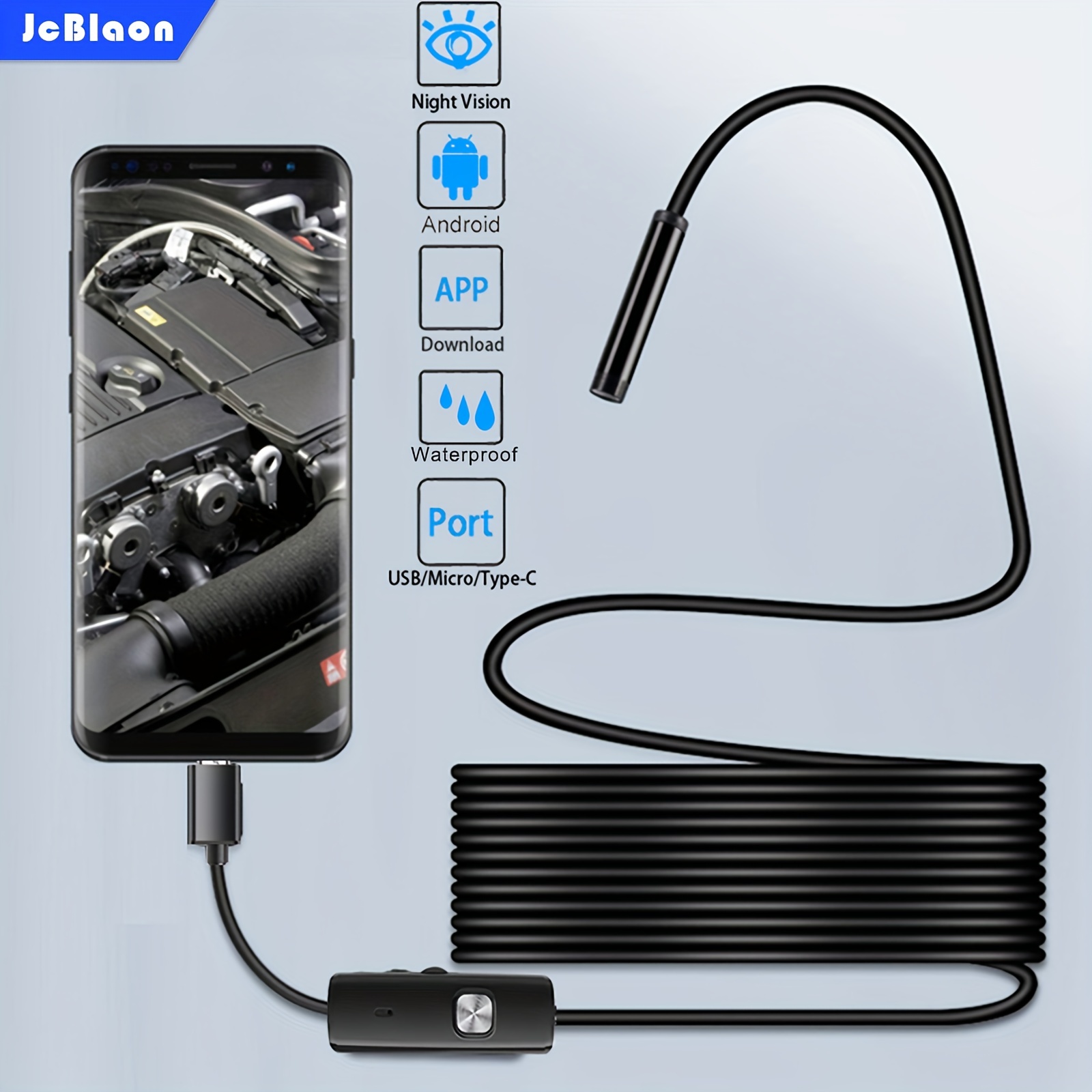 Caméra Endoscopique Endoscope HD 1280P Avec 6 Lumières LED Réglables -  Câble Serpent Rigide - Caméra D'inspection Étanche IP67 7,9 Mm Pour IPhone,  IPad - Temu France