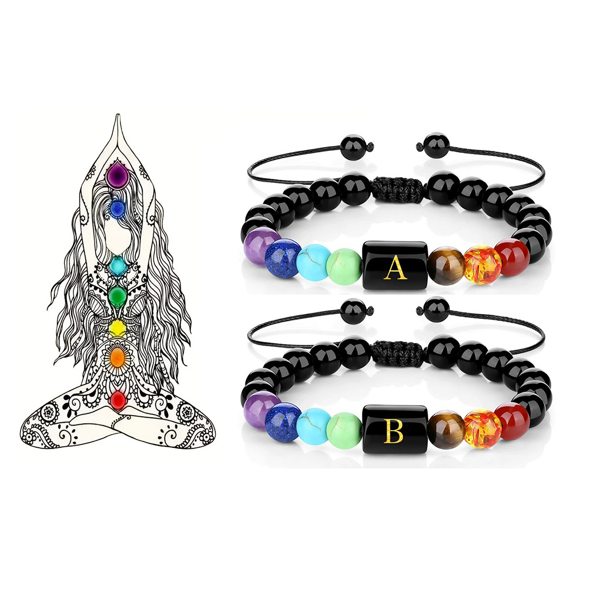 Personalized Keychain Initial or Lotus 7 Chakra Stone Set -   Handmade  crystal jewelry, Chakra crystals jewelry, Chakra bracelet diy