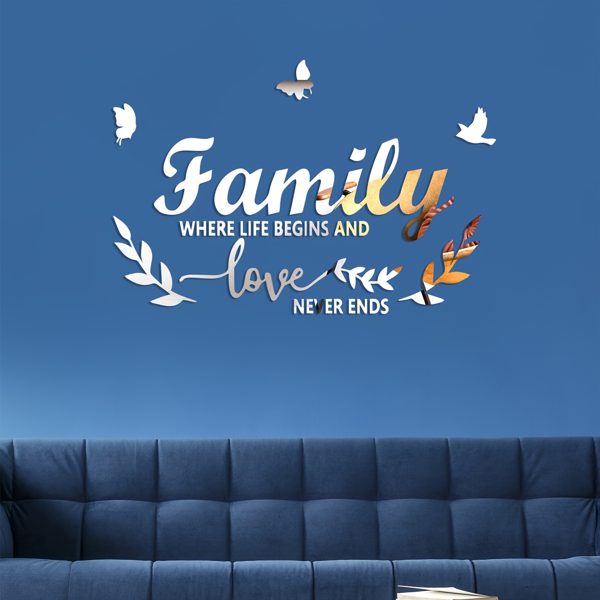 3D Acrylic Mirror Decal Wall Decor Stickers Family Letter Quotes Wall