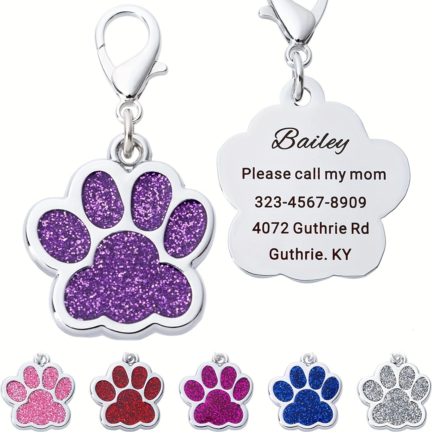 Purple Dog Paw Print Charm, Lucky Penny Keychain