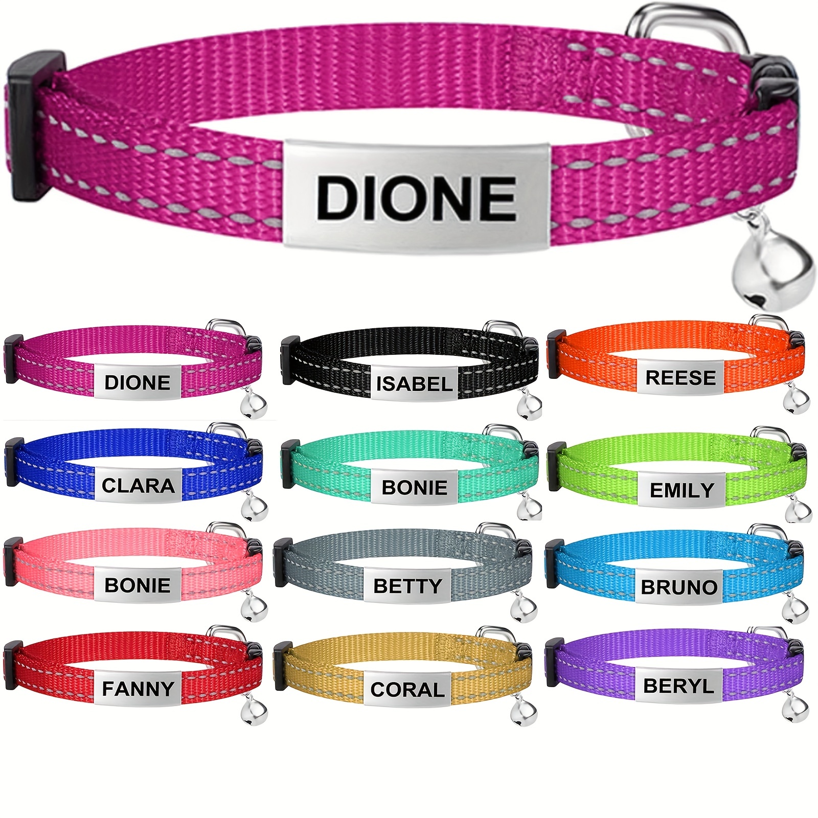 Custom Cat Collars, Personalized Leather Cat Collar With Printed Name For Cats  Kittens - Temu