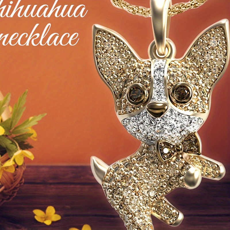 

Chic Cubic Zirconia Dog Pendant Necklace - Elegant Alloy Fashion Accessory For Boys, Perfect Gift For