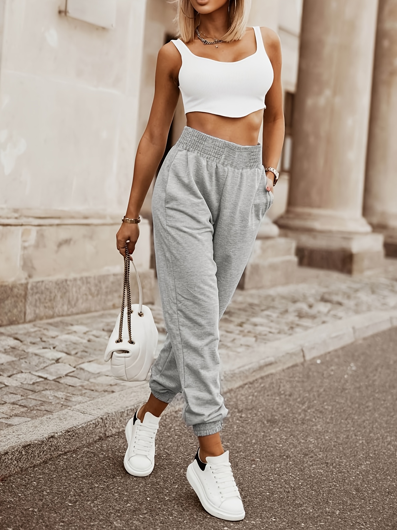 Stretch Pants Women Womens Cotton Casual Loose Pants Comfy Work Pants with  Pockets Elastic High Petite Pants for Women : : Clothing, Shoes &  Accessories