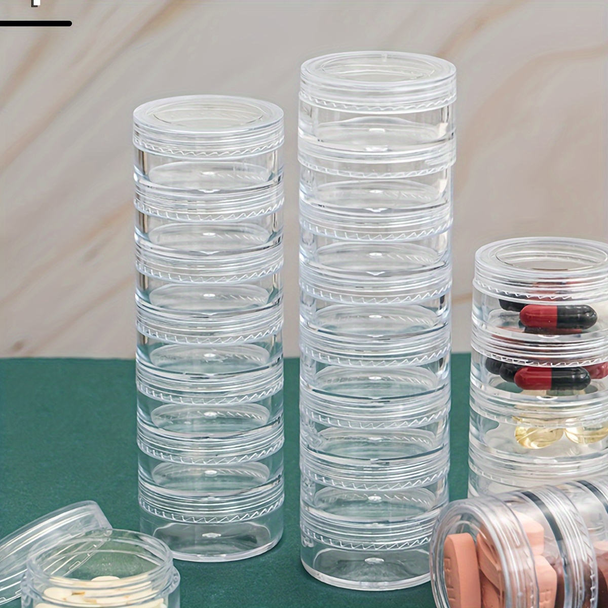 

1pc Clear Plastic 7-layer Pill Box, Portable Travel Weekly Pill Organizer, Compact Size (1.38*4.41iinch) Refill Dispenser For Medications And Supplements