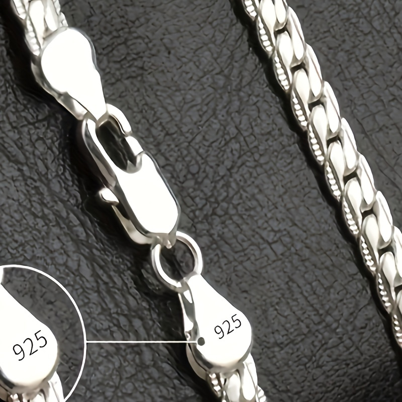 

1pc Silvery 925 Chain Necklace, 50cm (20in) Long, For Women And Men, Fashion Wedding Engagement Jewelry