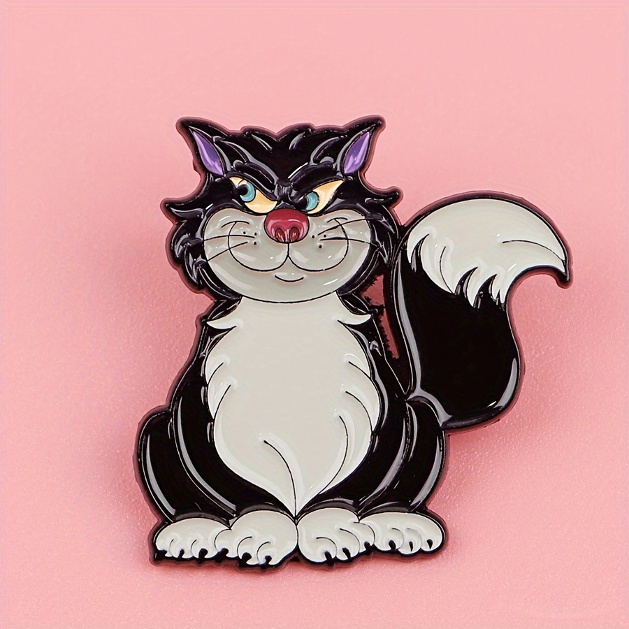 

Dmlsky Cartoon Cat Enamel Pin – Zinc Alloy Black And White Cat Brooch For Backpacks, Jackets, Decorative Jewelry – 1pc Cute Animal Lapel Pin Accessory