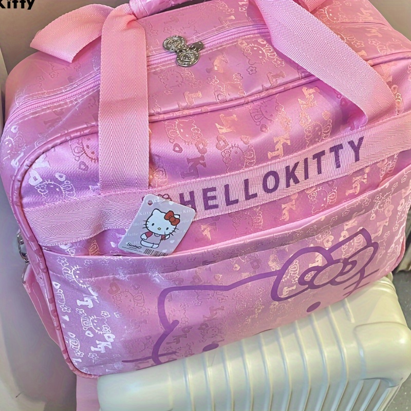 

Hello Kitty Luggage Bag, Large Capacity Zipper Travel Bag, Handheld Shoulder Bag, Portable Clothes Storage Bag