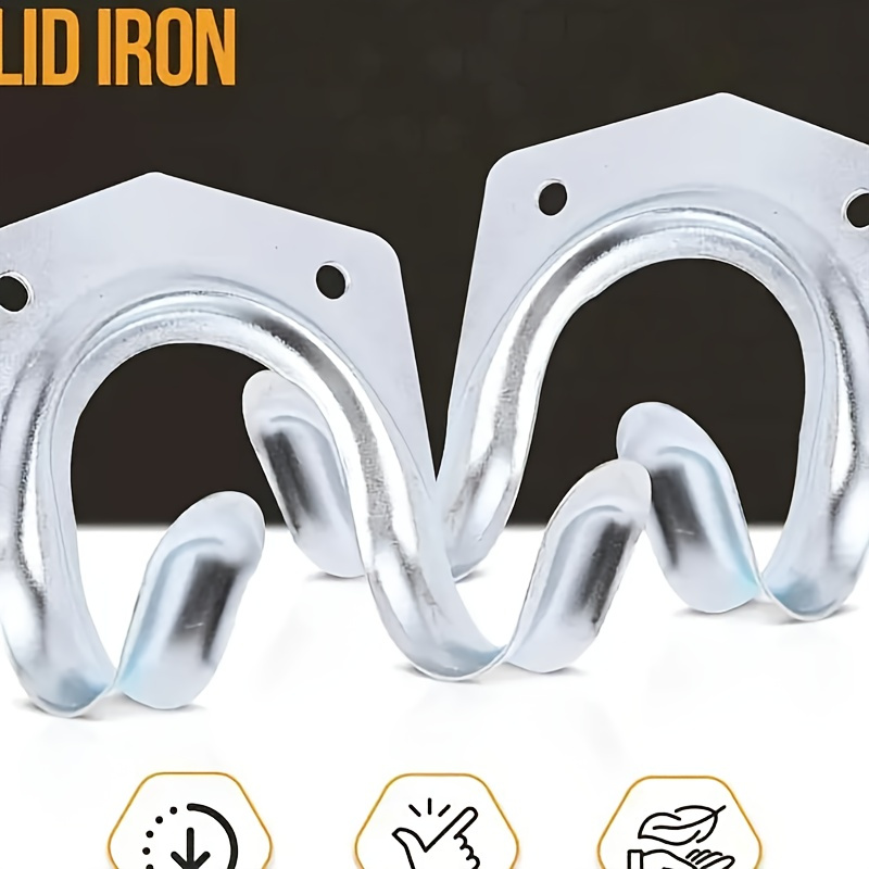 

10pcs Heavy-duty Galvanized Iron Wall Hooks Set, Dual-hook Hangers With Screws, , Rust-proof, Space-saving, Lightweight For Garden & Garage Tool Organization